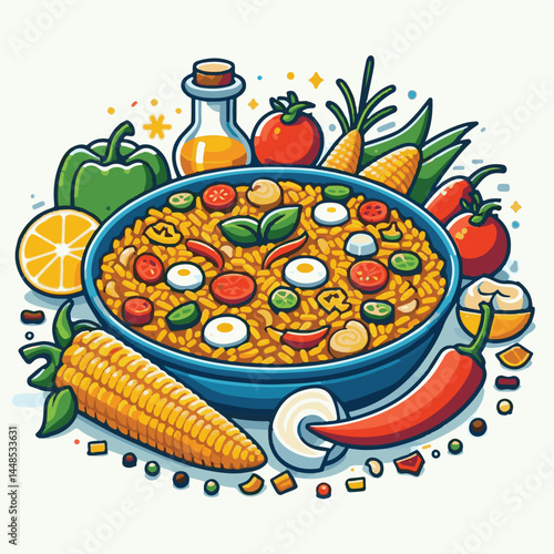 rice, paella, dish, meal, spanish, cuisine, food, seafood, pan, dinner, traditional, shrimp, mediterranean, spain, cooking, prawn, vegetable, cooked, background, plate, mussel, gourmet, shellfish, res