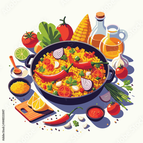 rice, paella, dish, meal, spanish, cuisine, food, seafood, pan, dinner, traditional, shrimp, mediterranean, spain, cooking, prawn, vegetable, cooked, background, plate, mussel, gourmet, shellfish, res