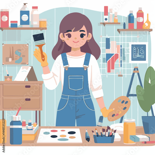 painter, paint, brush, work, design, apartment, wall, roller, paintbrush, man, interior, house, equipment, professional, improvement, white, construction, job, tool, decoration, art, renovation, profe