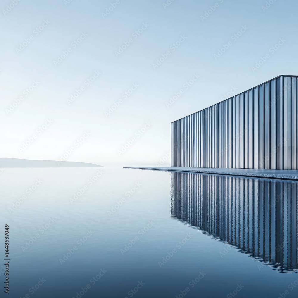 Fototapeta premium Building reflection scene on transparent background