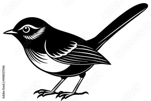 Cute Bird Vector Line Art Illustration – Clipart, Logo Icon, Black and White Bird Drawing
