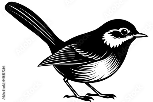 Cute Bird Vector Line Art Illustration – Clipart, Logo Icon, Black and White Bird Drawing