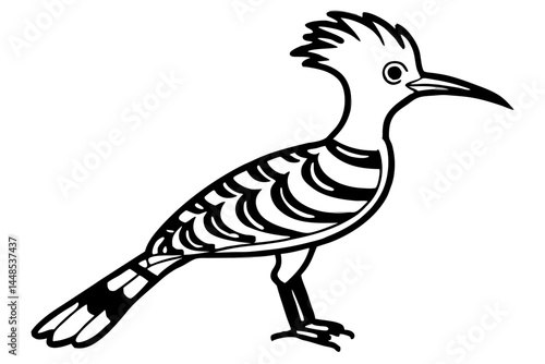 Cute Bird Vector Line Art Illustration – Clipart, Logo Icon, Black and White Bird Drawing