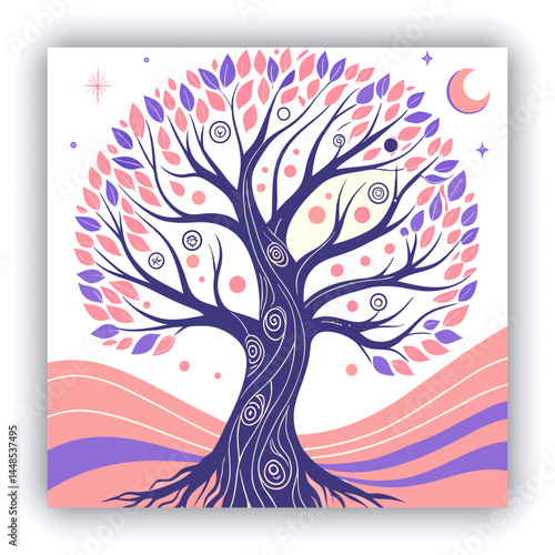 Topped off palm tree between other green palm trees.Mangroves, sand with Blue sky background on a sunny day near sunset. Looks like a stub with curved angle. shoots, stub tree, top cutoff, top off