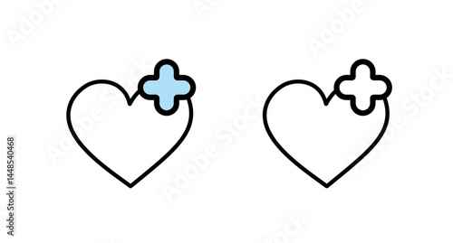 cardiology wave monitor heart icon, medical signs set on white background.
