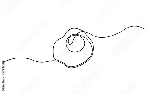 Continuous one line drawing of fried egg. Vector illustration, World egg day simple web banner, background, Modern one line design vector graphic illustration.