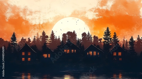 Wallpaper Mural Minimalist mountain sunset lake calm nature high resolution picture Torontodigital.ca