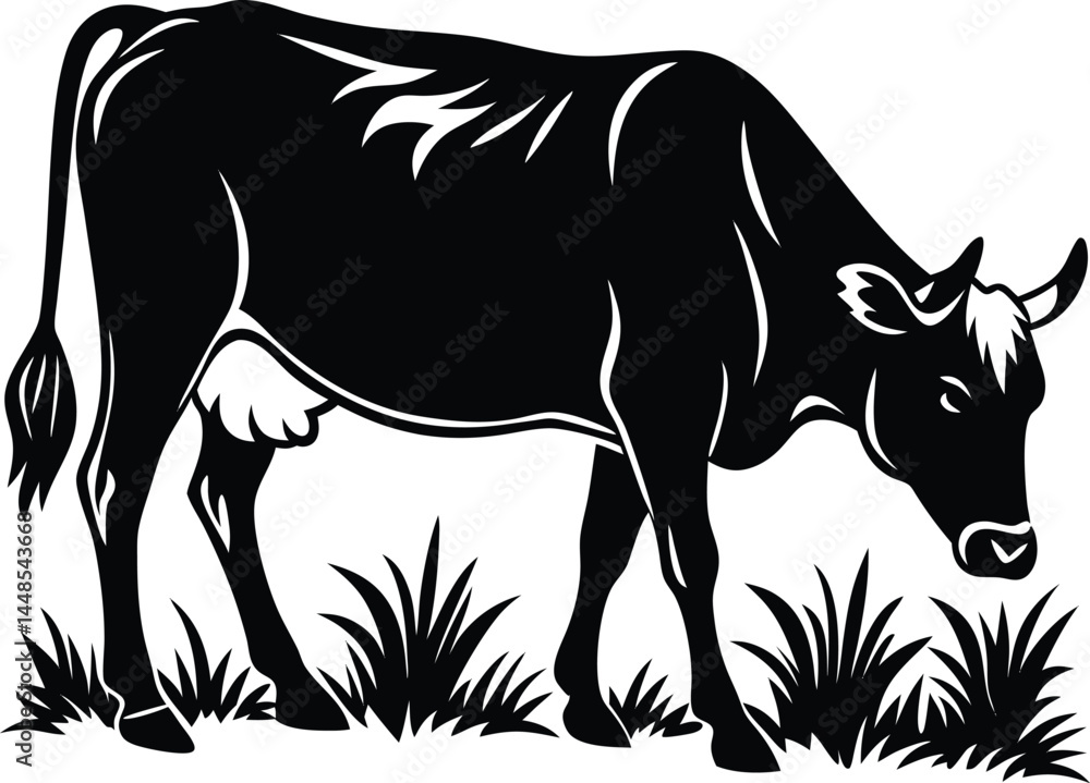 Obraz premium Grazing Cow Silhouette