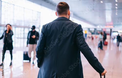 Obraz na płótnie Unrecognizable man walking in airport w salonie