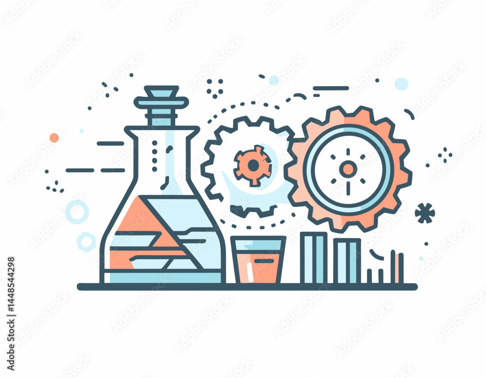 Outline icon increase productivity, manufacturing analyse, capacity process, efficient grow. Line sign graph and gear. Vector isolated pictograms for web on white background editable stroke. Outline icon increase productivity, manufacturing analyse, capacity process, efficient grow. Line sign graph and gear. Vector isolated pictograms for web on white background editable stroke.