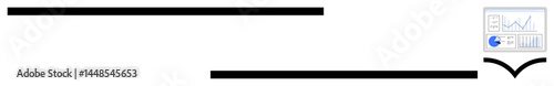 Graphical interface featuring a chart and data analytics dashboard with icon elements resembling growth. Ideal for report, analytics, business, performance tracking, finance, management, simple