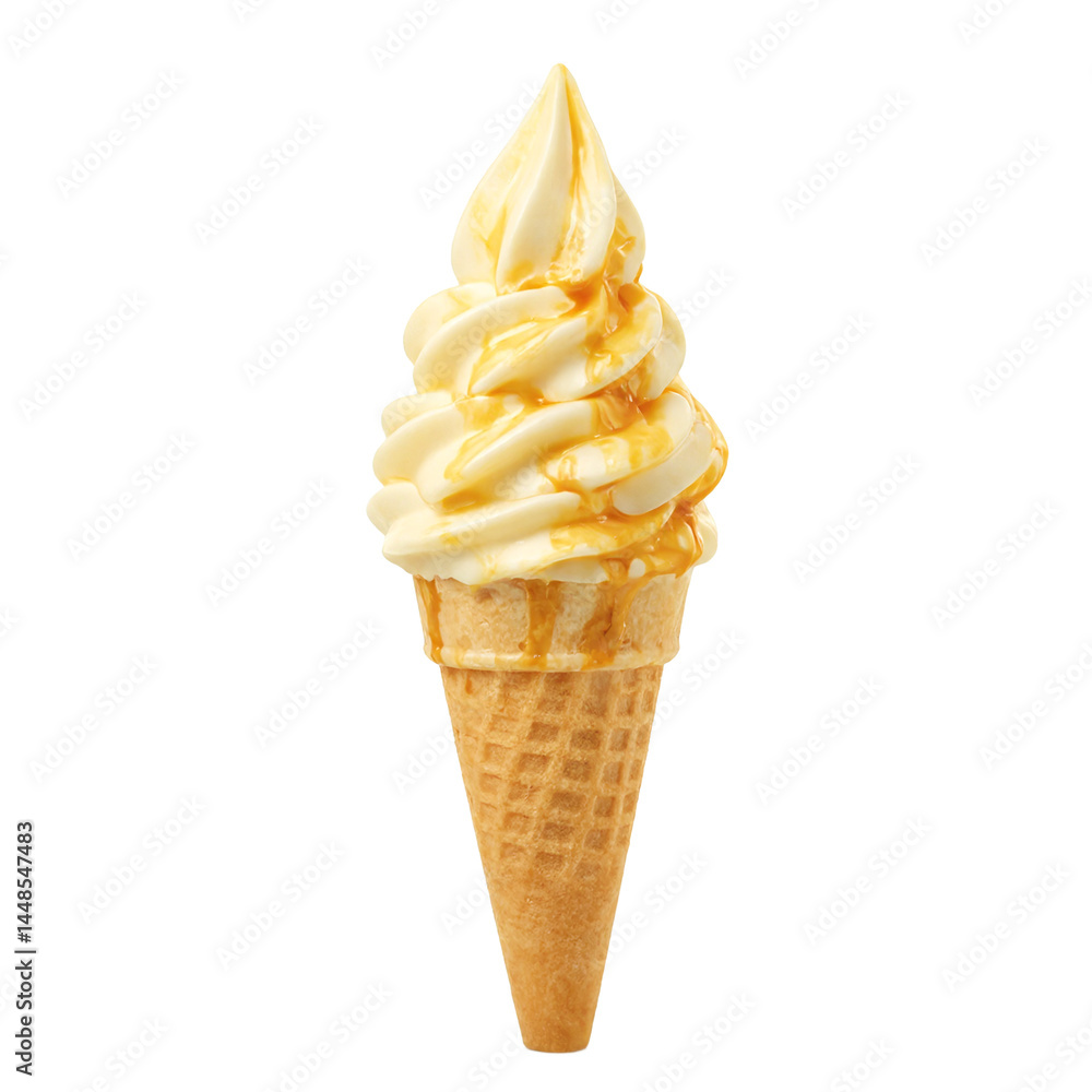 Delicious swirl of yogurt and honey on an isolated frozen yogurt cone Delicious swirl of yogurt and honey on an isolated frozen yogurt cone