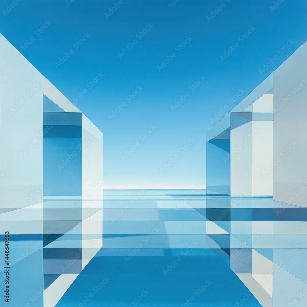 Fototapeta premium Blue abstract architecture design on transparent background