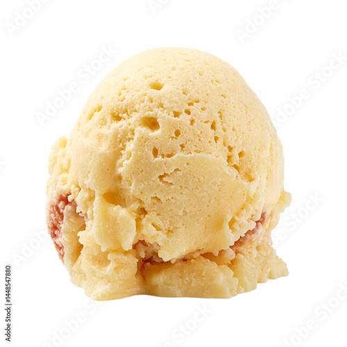 Isolated fig and honey ice cream scoop with rustic texture