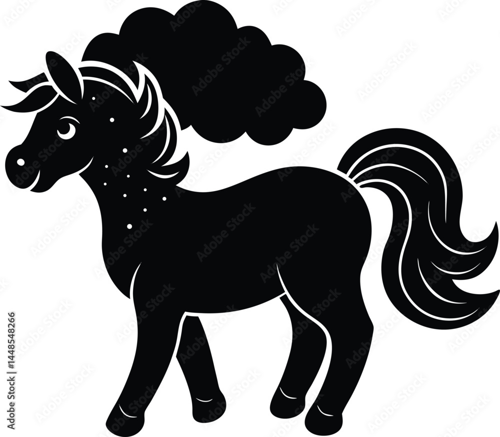 Fototapeta premium Pony Silhouette With Cloud