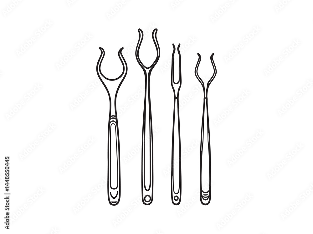 Curette line art icon minimalist healthcare logo concept Curette line art icon minimalist healthcare logo concept