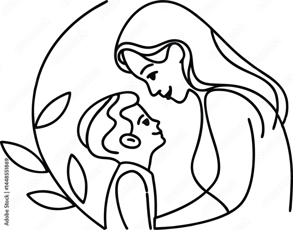 Minimalistic Illustration Of Mother And Child Connection Depicting Love And Nurturing Minimalistic Illustration Of Mother And Child Connection Depicting Love And Nurturing