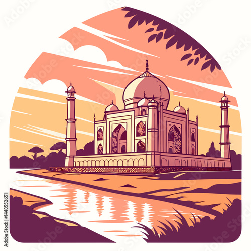 taj mahal agra india vector silhouette