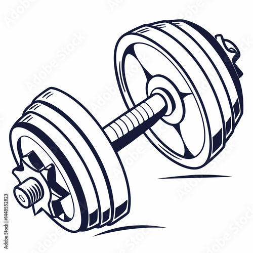 dumbbell isolated on white background  vector silhouette