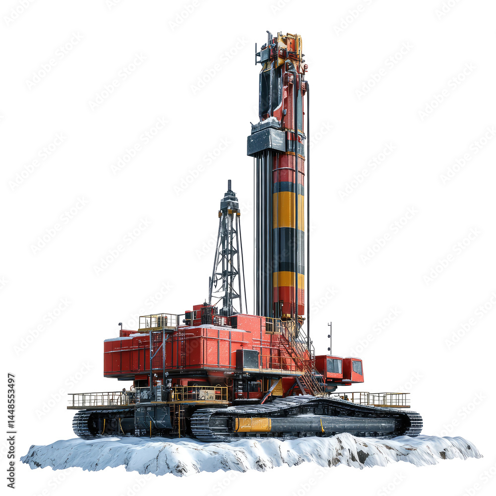 Obraz premium Geothermal Drilling Equipment In Free Fall isolated on a transparent background