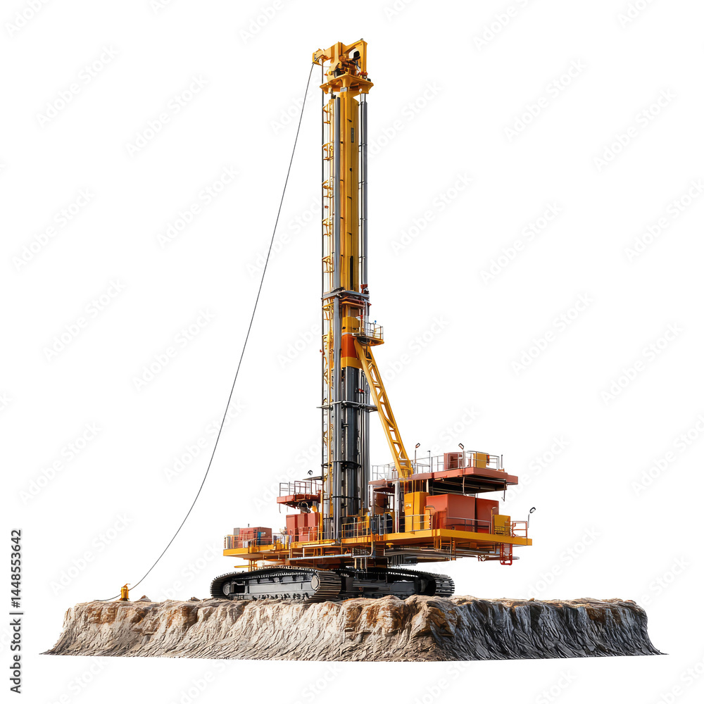 Geothermal Drilling Equipment In Free Fall isolated on a transparent background Geothermal Drilling Equipment In Free Fall isolated on a transparent background