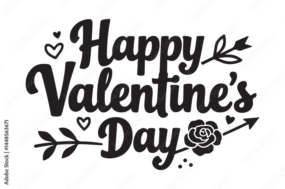 Fototapeta premium Happy Valentine’s Day Typography T-Shirt Design Romantic Love Quote Illustration