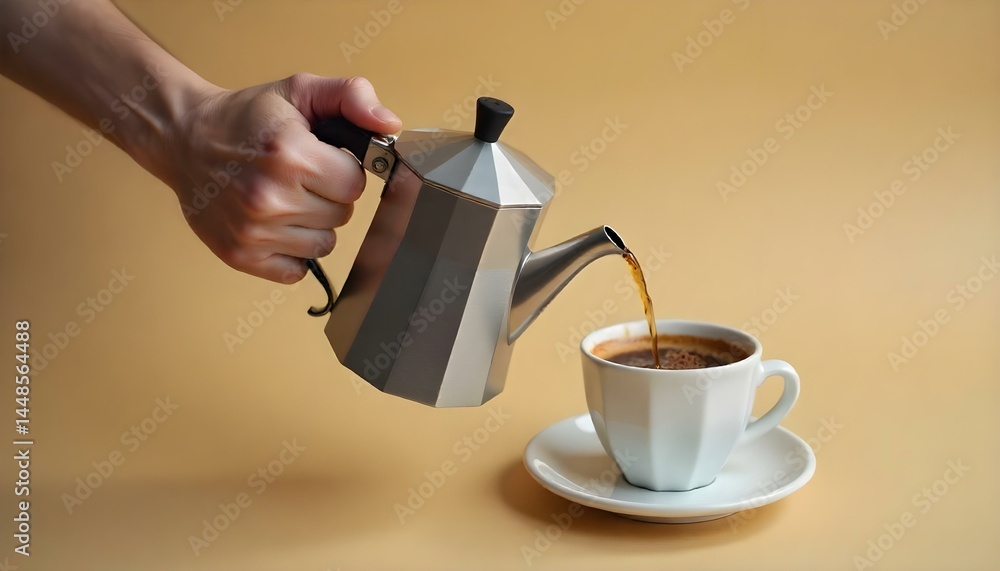 custom made wallpaper toronto digitalcropped view of man holding metal coffee pot near coffee cup on beige background
