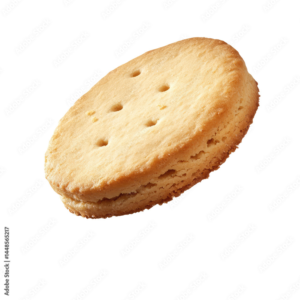 Single Shortbread Biscuit Tumbling Mid Air isolated on a transparent background Single Shortbread Biscuit Tumbling Mid Air isolated on a transparent background