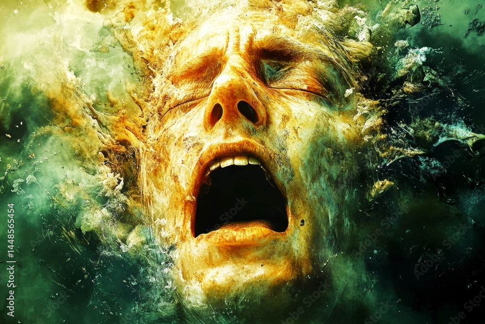 Healthcare support. Pain of disorder - migraine: abstract image of human state. Psychological pain. Metaphorical migraine awareness of a ailment and suffering. Mental health issues.