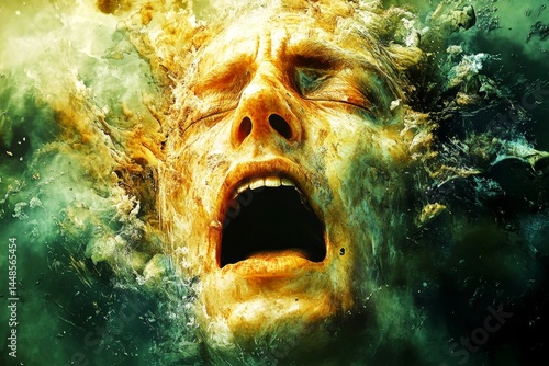 Obraz na płótnie Healthcare support. Pain of disorder - migraine: abstract image of human state. Psychological pain. Metaphorical migraine awareness of a ailment and suffering. Mental health issues. w salonie