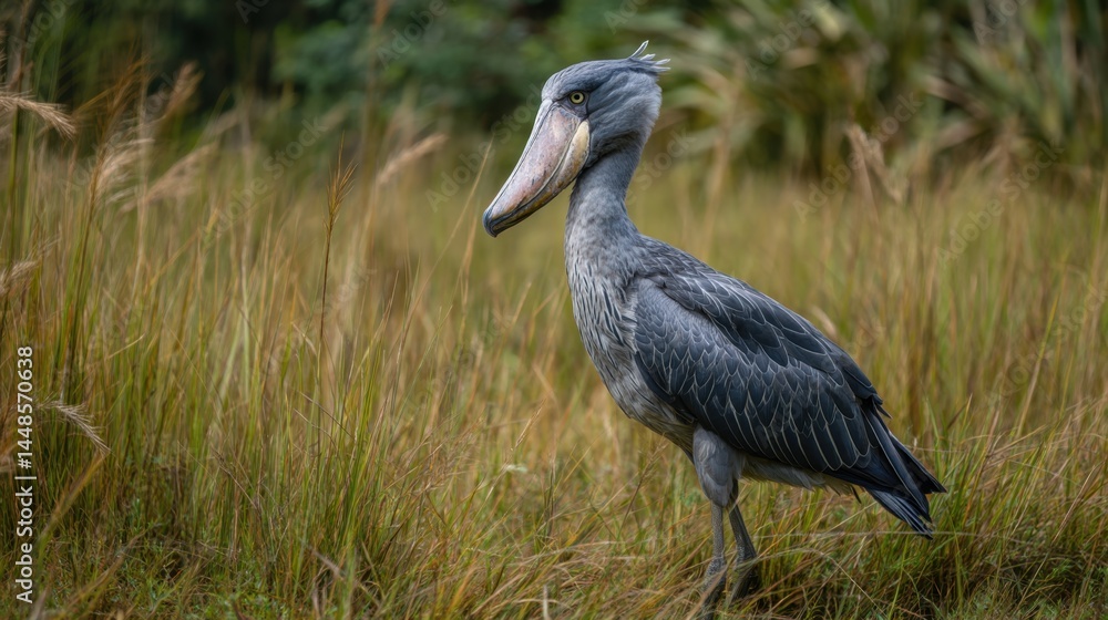 Obraz premium Shoebill Stork Portrait in Wetland Habitat