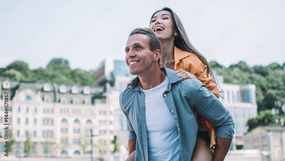 Young couple enjoying happy moments together