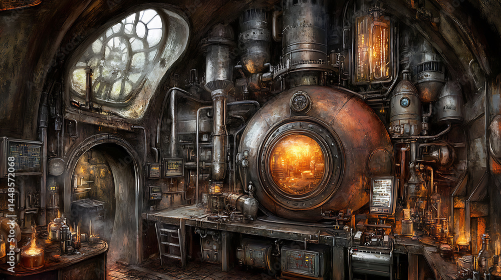 Steampunk laboratory interior Steampunk laboratory interior