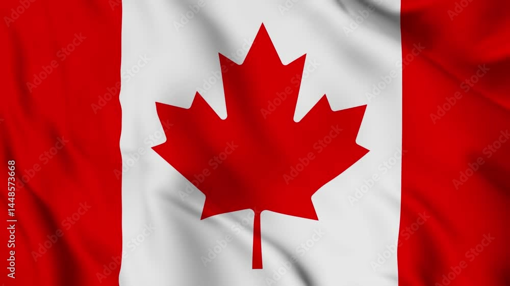 Glorious Country Canada Flag Waving On Flagpole Glorious Country Canada Flag Waving On Flagpole