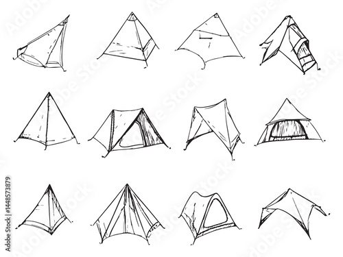 Detailed Line Art Vector Illustration of a Tarp Cover