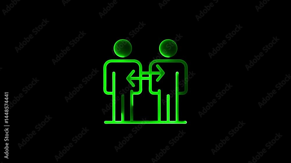 Animated illustration of communication or data exchange between two people Animated illustration of communication or data exchange between two people