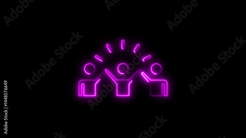Wallpaper Mural Glowing neon teamwork icon with uplifting concept on a dark black background Torontodigital.ca
