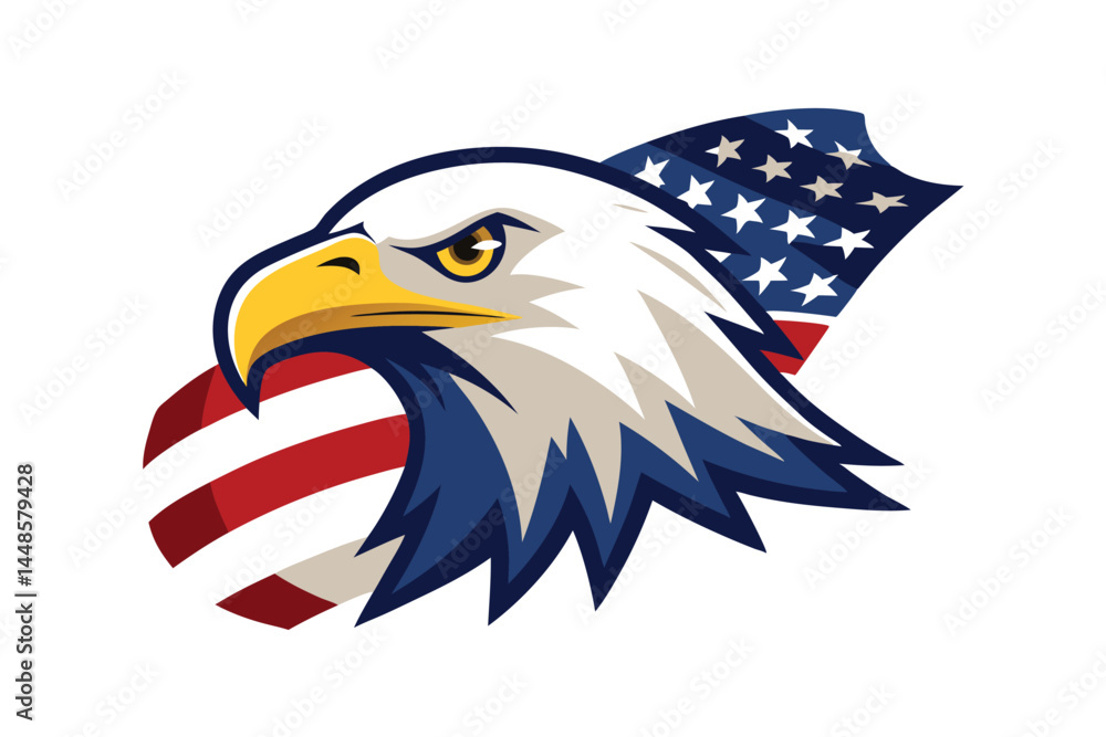 Obraz premium Bald Eagle American Flag Logo