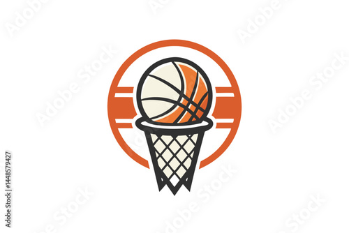 Basketball Sport Grunge Net Logo Icon