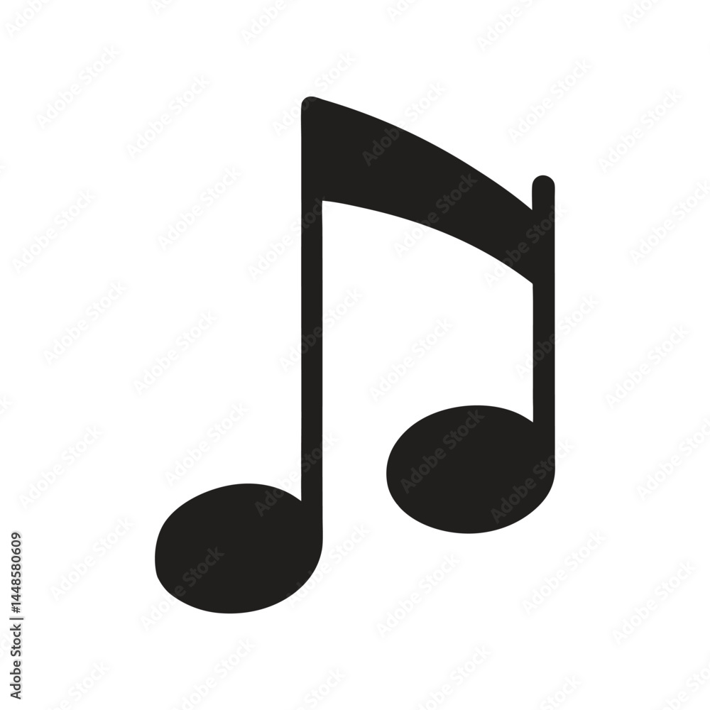 Silhouette of Music Note Vector Icon on White Background Silhouette of Music Note Vector Icon on White Background