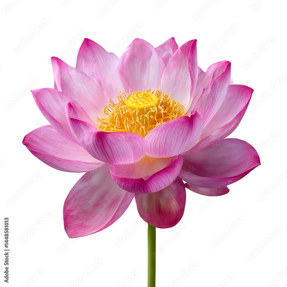 Obraz premium A beautiful pink lotus flower is displayed against a bright white background.