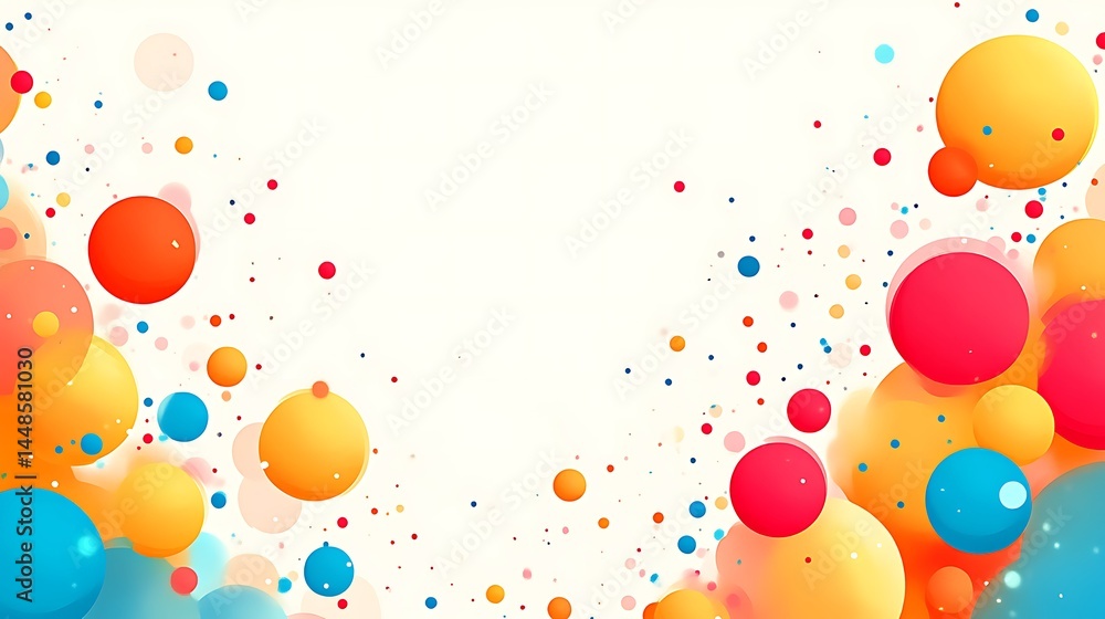 Colorful Spheres and Dots Floating Against a White Background Colorful Spheres and Dots Floating Against a White Background