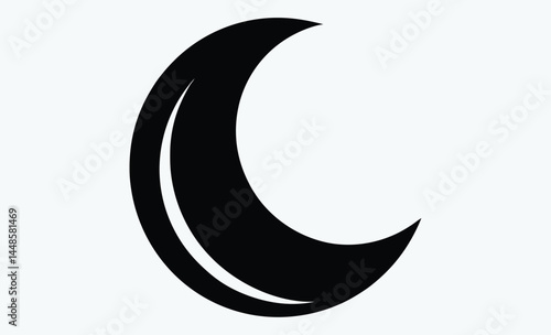 Crescent moon silhouette, Crescent Moon Night Sky Islam Religion Muslim Lunar Curve Planet Astronomy Nature Light Shadow Silhouette Sky Sign Icon Shape Outline Black White 