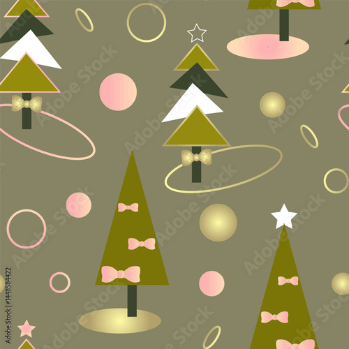 seamless pattern of stylishly decorated Christmas trees