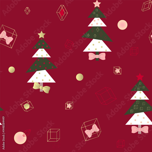seamless pattern of stylishly decorated Christmas trees
