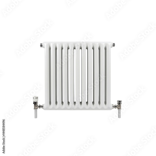 Radiator heating system with pipes isolated on a transparent background