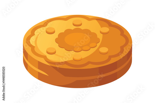 Moon Cake Isolated on White Background 
