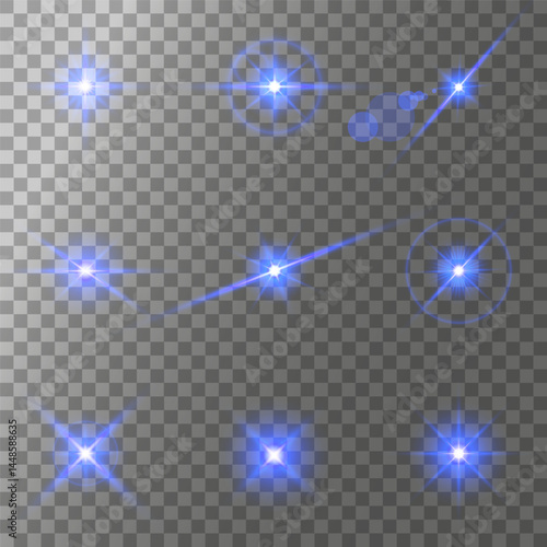 Lens Flare, light glow effect. sun or realistic shining star with backlight effect. bokeh glitter and sparkles or sparkles on transparent background.