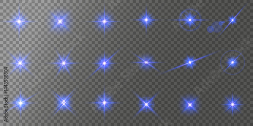 Lens Flare, light glow effect. sun or realistic shining star with backlight effect. bokeh glitter and sparkles or sparkles on transparent background.