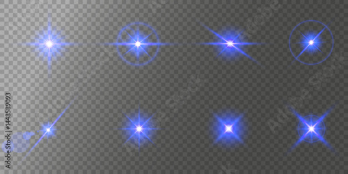 Lens Flare, light glow effect. sun or realistic shining star with backlight effect. bokeh glitter and sparkles or sparkles on transparent background.